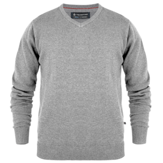 Ljusgra stickad v-ringad troja